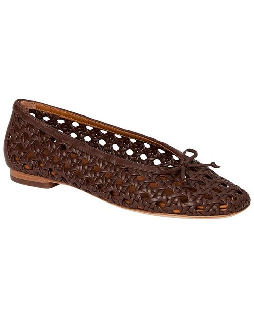 Leonor Leather Basket Weave Flat