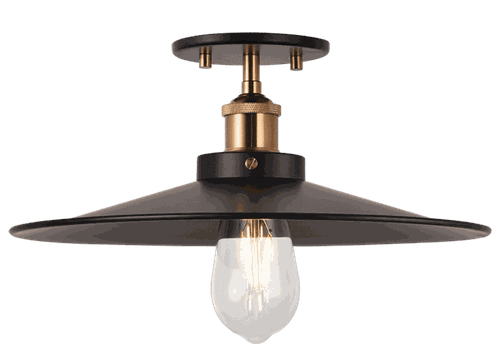 Aged Gold Brass One Light Flush Mount from the Bulstrode'S Workshop Collection