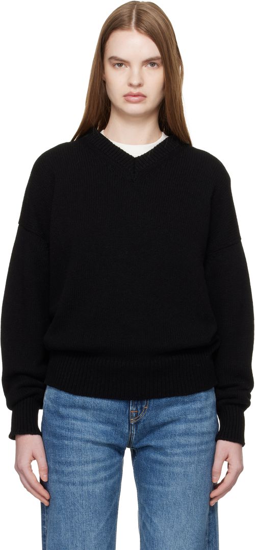 Black Balla Slouch V-Neck Sweater
