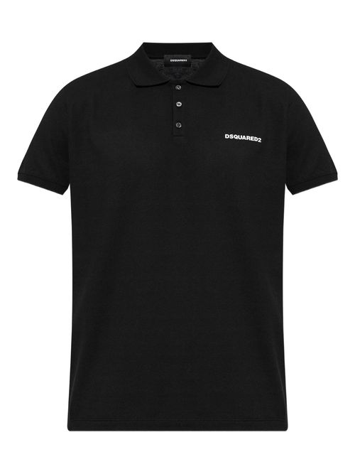 Dsquared2 ogo Print Piqué Polo Shirt in Black - Black