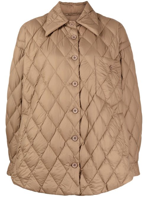 Diamond-quilted padded jacket - Brown
