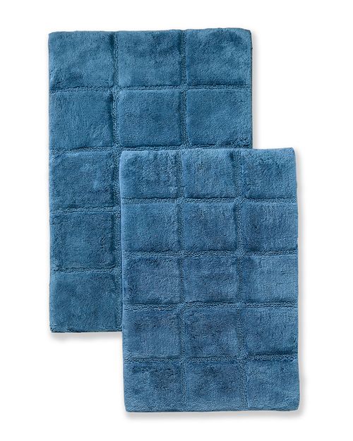 Superior Solid 2pc Checkered Non-Slip Cotton Bath Rug Set