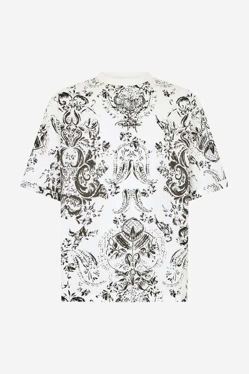White T-shirt With Ornamental Design - Male T
