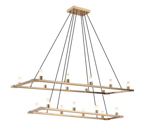 Aged Gold Brass 18 Light Chandelier from the Cascadian Collection