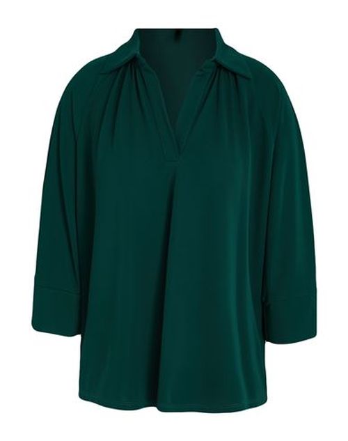 Woman Polo shirt Dark green Size M Polyester, Elastane