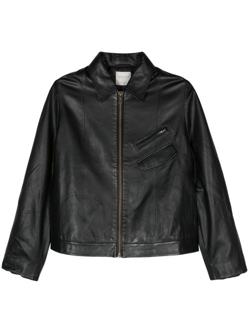 Zip-up leather jacket - Black
