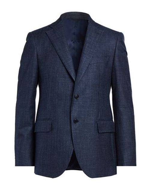 Man Blazer Midnight blue Size 42 Linen, Virgin Wool