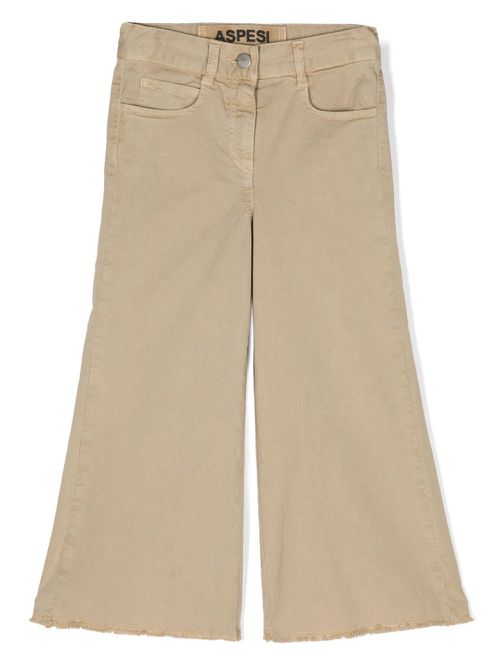 Wide-leg frayed-hem trousers - Neutrals
