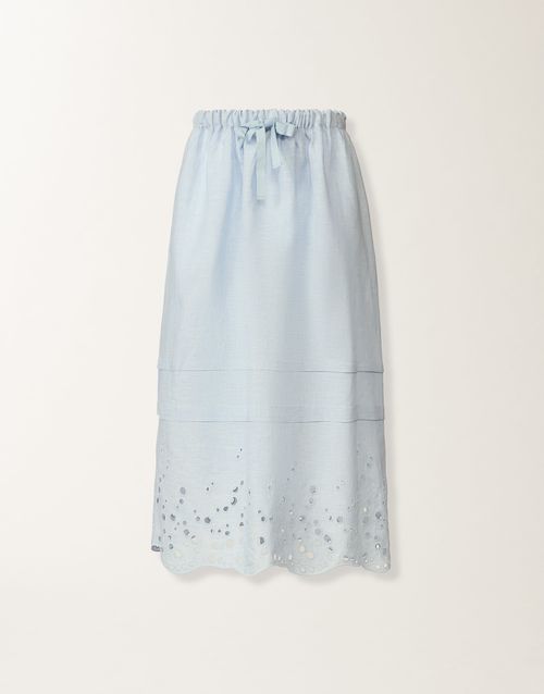 Sky blue linen midi skirt