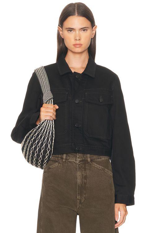Lemaire Cropped Jacket in Black - Black. 34 also in
