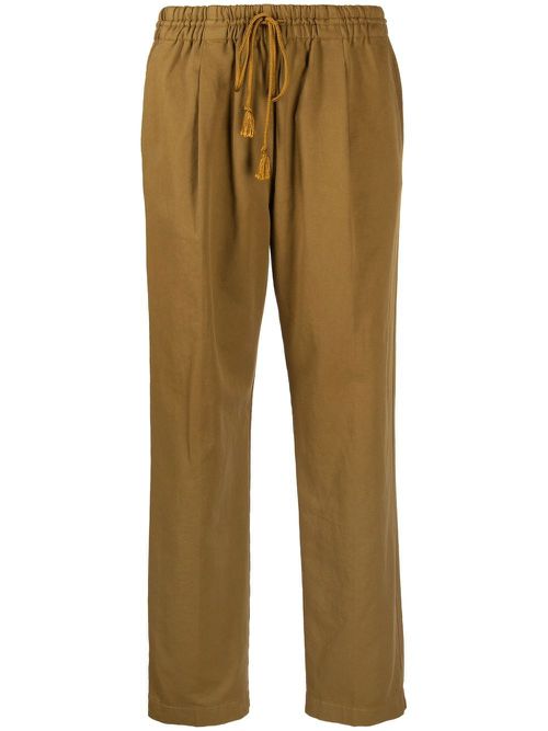 Straight-leg drawstring trousers - Brown