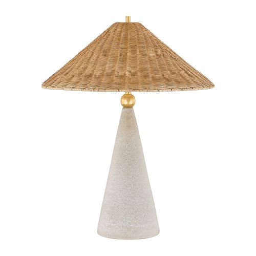 Aged Brass Ceramic Windswept White Table Lamp from the Perilla Collection