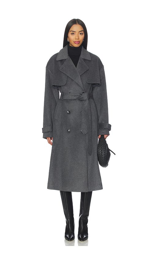 OW Collection MANTEAU EN LAINE MATILDA en Charcoal. M. Also en