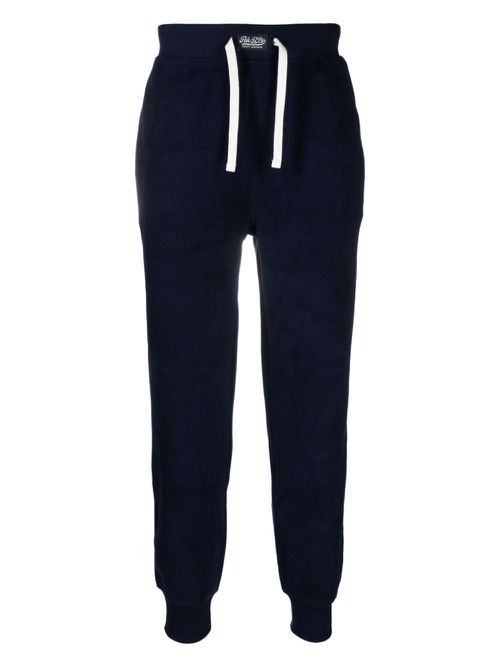 Embroidered-logo fleece trousers - Blue