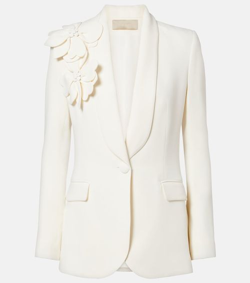 Floral-appliqué cady blazer