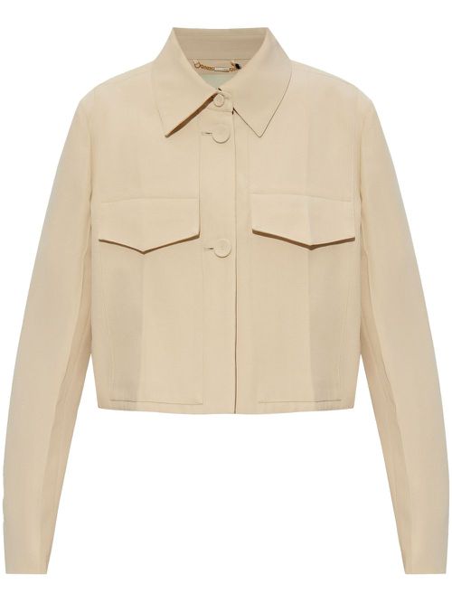 Twill cropped jacket - Neutrals