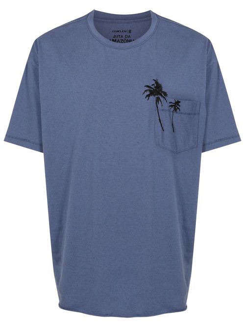 Palm tree-print jersey T-shirt - Blue