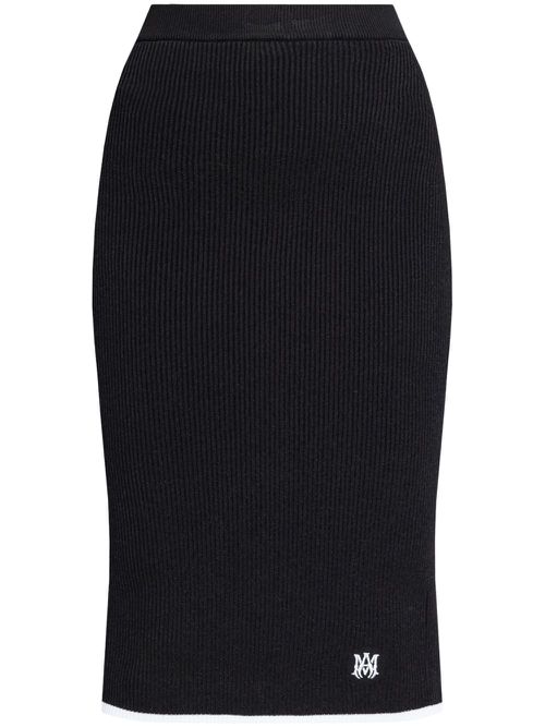 Ma logo-embroidered midi skirt - Black