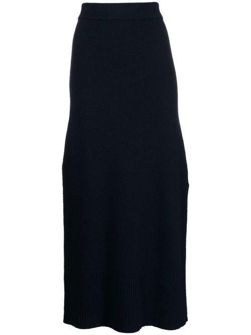 High-waisted knitted midi skirt - 000406 BERRY BLUE
