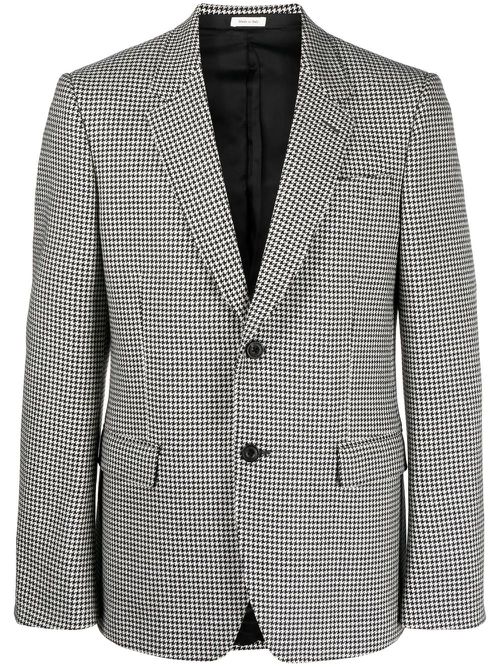 Single-breasted houndstooth blazer - White