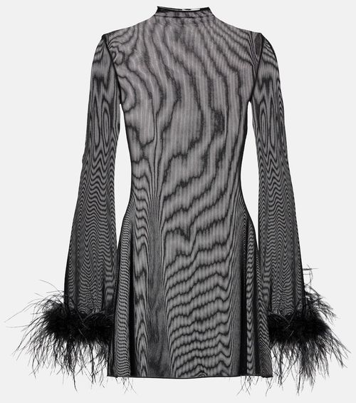 Feather-trimmed minidress
