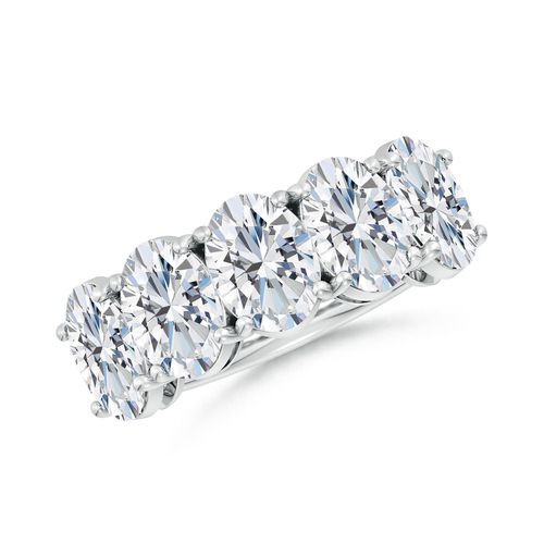 Angara 5.0 Carats Oval Diamond Five Stone Classic Anniversary Ring in 14K White Gold