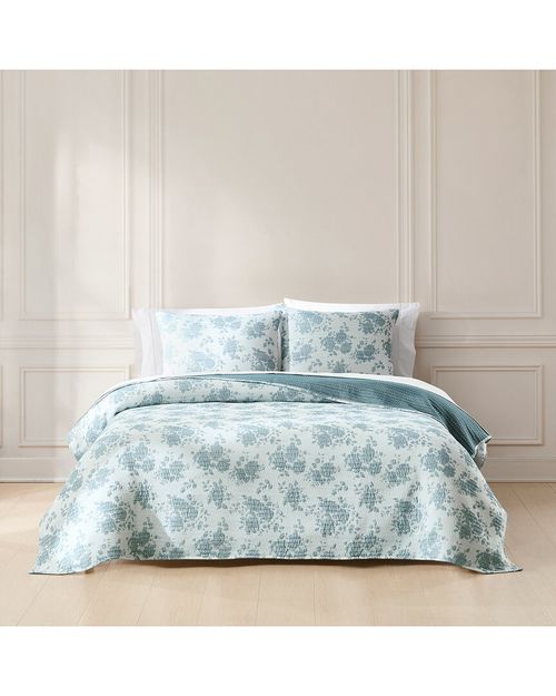Rose Garden Pick Stitch Jacquard Matelassé Coverlet Set