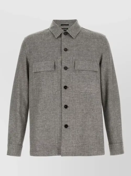 Zegna - crossover overshirt jacket chest pocket