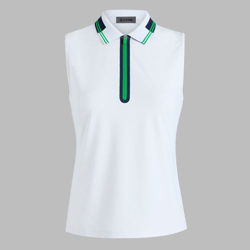 Contrast Tech Piqué Sleeveless Polo-Snow