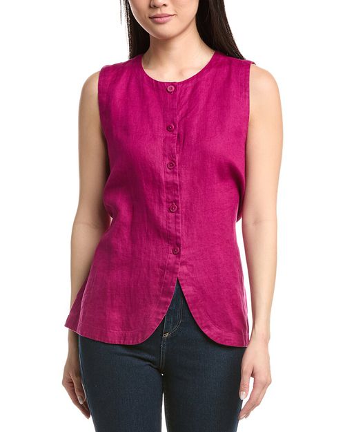 Round Neck Linen Long Vest