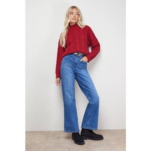 Oasis Women's Wavy Cable Detail Scalloped Neck Jumper in Red | : Large