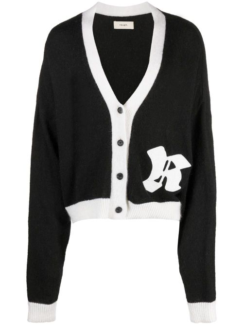 Logo-patch button-up cardigan - Black