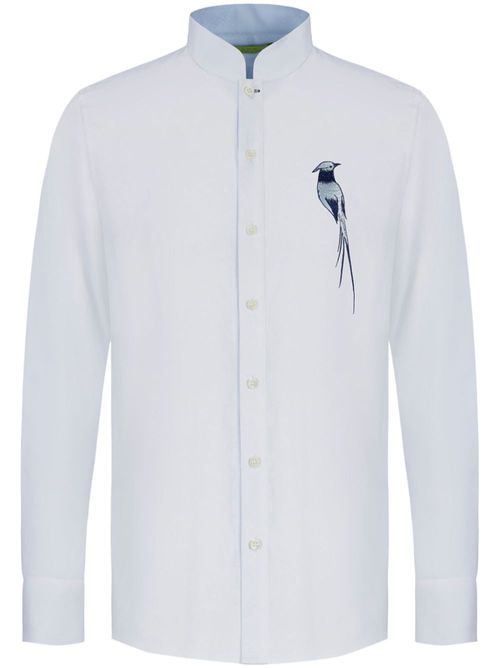 Phoenix-detail band-collar shirt - White
