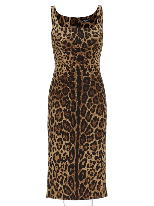 Leopard Print Silk Charmeuse Dress — Brown