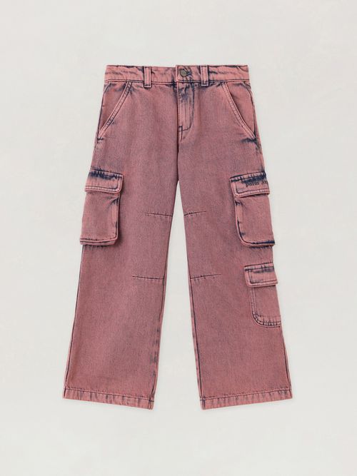 Logo Overdye Cargo Denim Kids  Antique Rose Blue