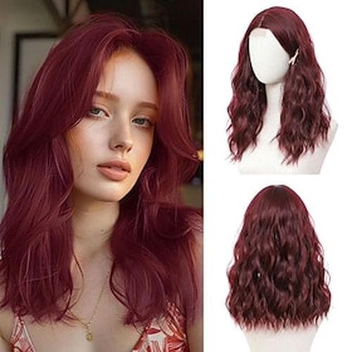 Medium Length Wigs for Women Middle Part Synthetic Hair Wavy Wig with Upgraded Strands,Natural Hair Wig for Daily Party/Halloween Use