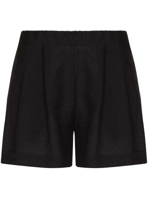 Organic linen elasticated shorts - Black