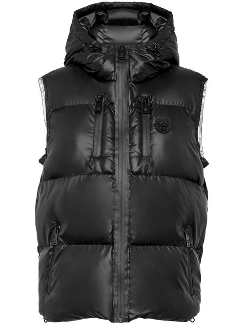 Logo-print puffer gilet - Black