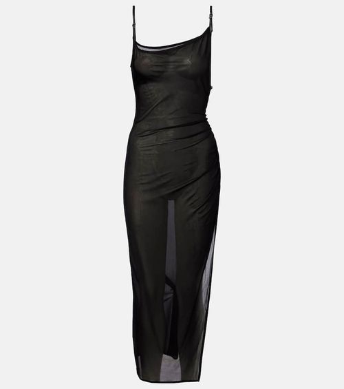 Asymmetrical sheer maxi dress