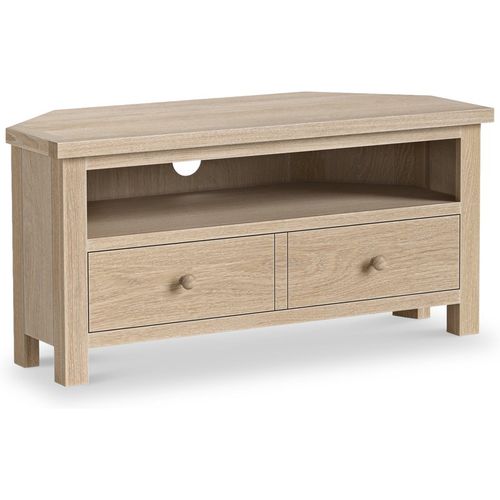 Trelan Washed Oak 100cm Corner TV Unit | Fully Assembled | Roseland