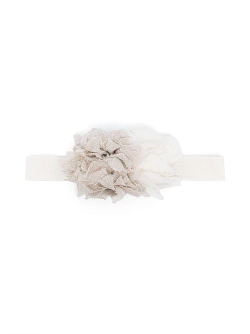 Floral-motif linen headband - Neutrals