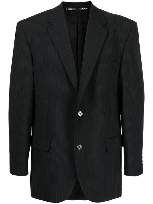 Pinstripe single-breasted blazer - Black