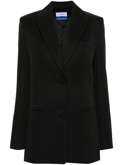 Single-breasted virgin-wool blazer - Black