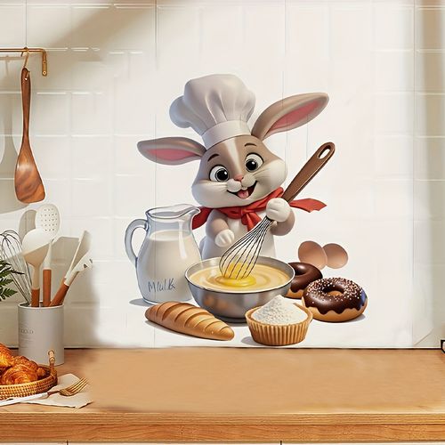 TEMU Cartoon Cute Bunny Stickers, Self-adhesive Pvc Wall Decals For Kitchen, Living Room, And Bedroom Decor