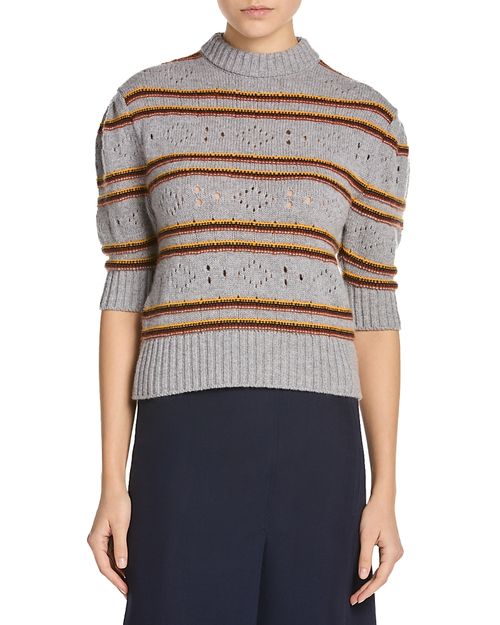 Cashmere Perforated Short Sleeve Sweater