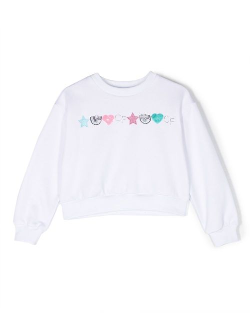 Embellished crew-neck sweatshirt - White
