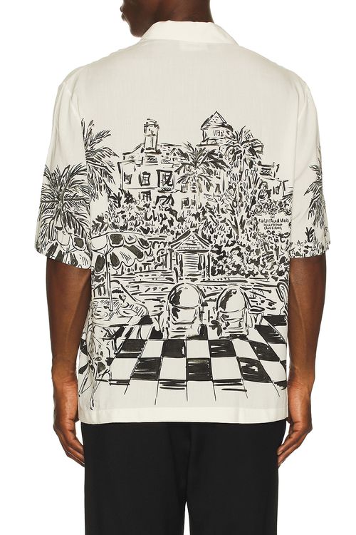 Amiri Chateau Sketch Camp Shirt in Ivory - Ivory. L also in M, XL/1X, XXL/2X