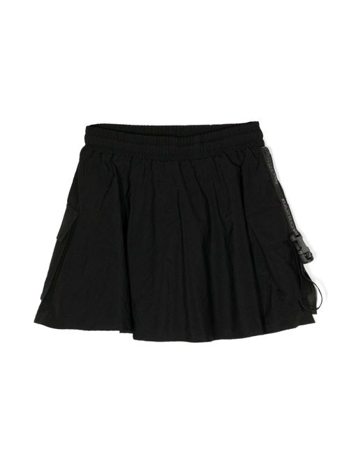 Buckle-strap flared miniskirt - Black