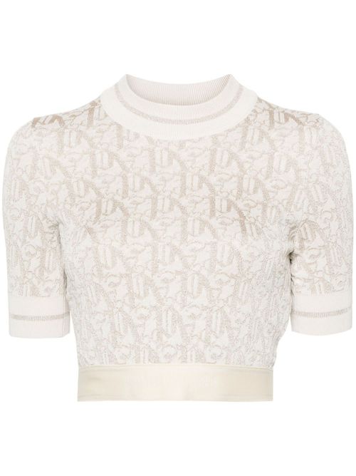 Monogram-jacquard T-shirt - Neutrals