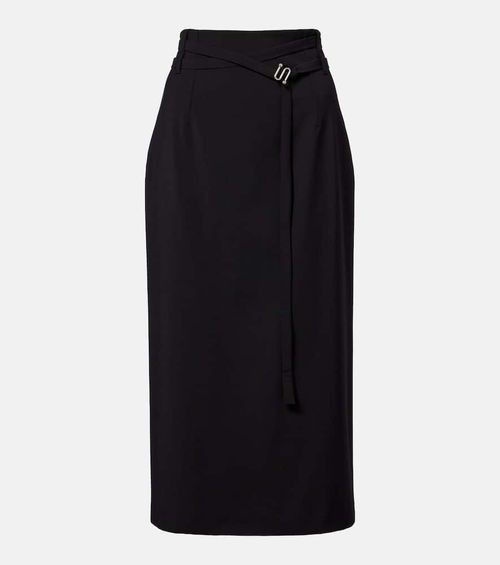 High-rise virgin wool midi skirt